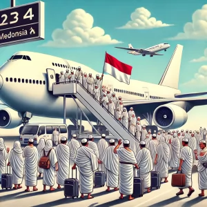 Ilustrasi rombongan jamaah haji Indonesia